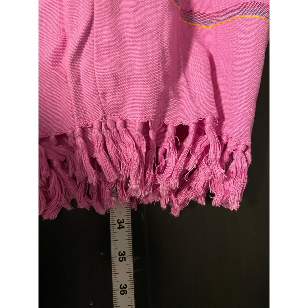 Vintage Womens Maxi Skirt Large Pink Aztec Embroidered Fringe Southwestern Boho - Picture 6 of 7